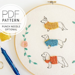 PDF EMBROIDERY PATTERN ⨯ Sweater Weather | Dog & cat hand embroidery pattern - animal embroidery -  beginner embroidery - punch needle art