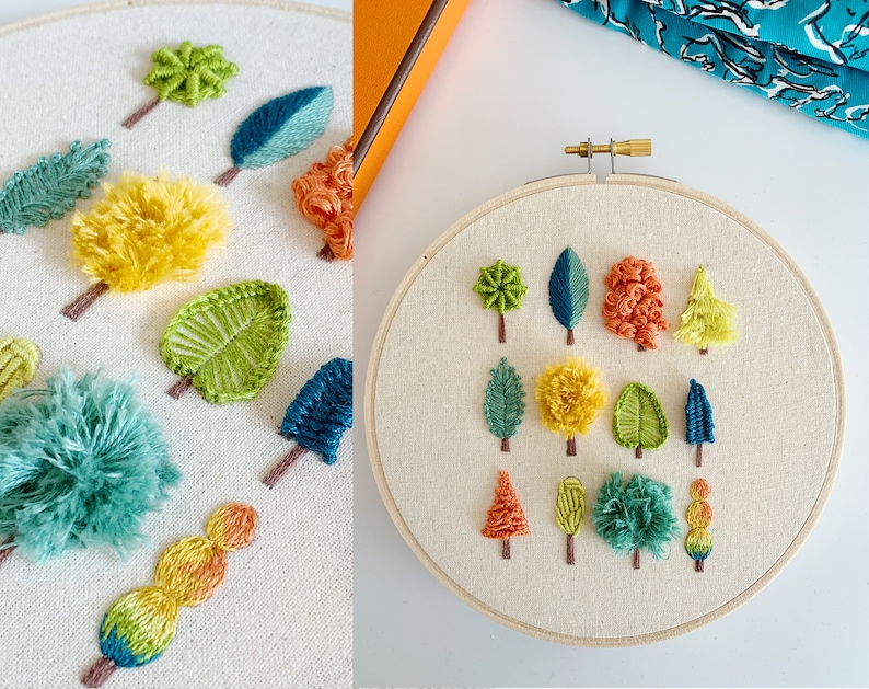PDF EMBROIDERY PATTERN ⨯ Happy Little Trees | Floral Hand Embroidery ...