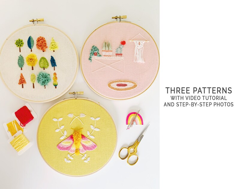 PDF PATTERN BUNDLE Trees & Texture Moth hand embroidery | Etsy