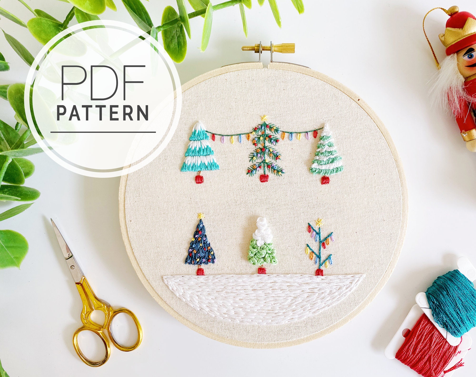 Christmas Light: Full Embroidery Kit, Festive Beaded Sewing Kit