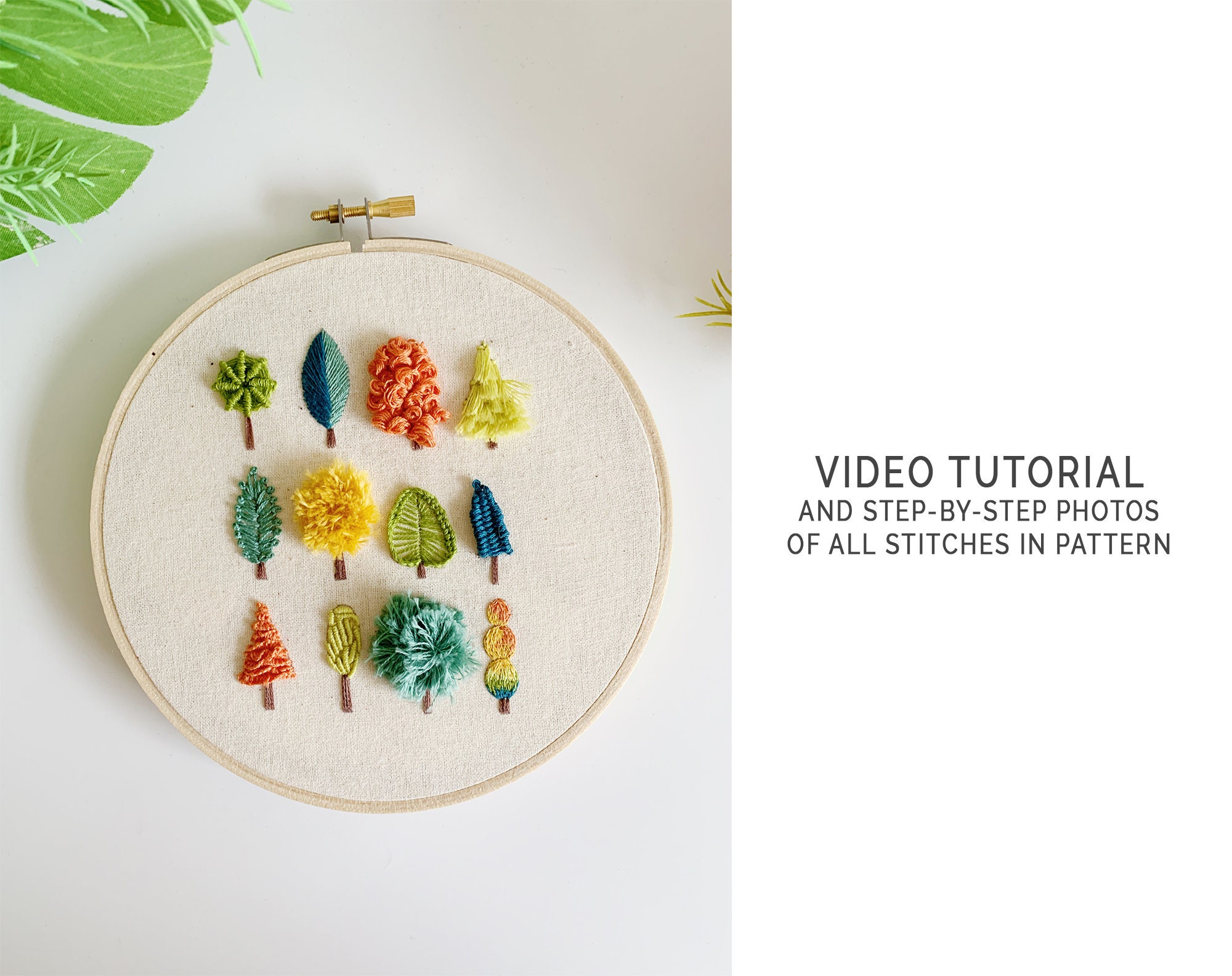 PDF EMBROIDERY PATTERN ⨯ Happy Little Trees | Floral Hand Embroidery ...