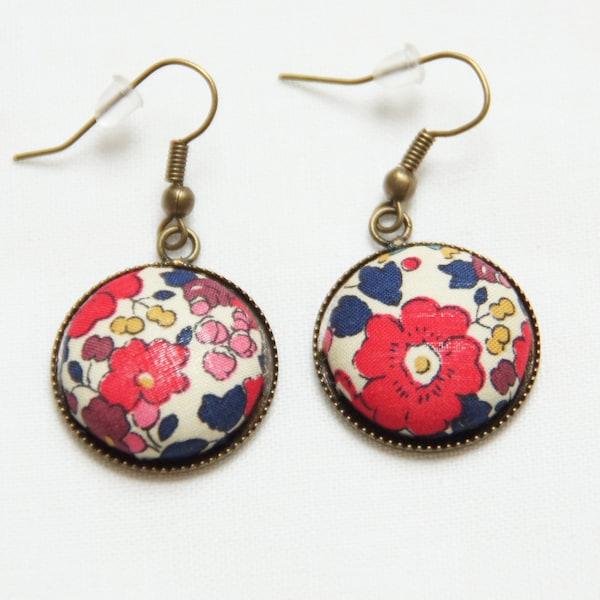 Boucles d'oreilles crochet Liberty betsy ann rouge