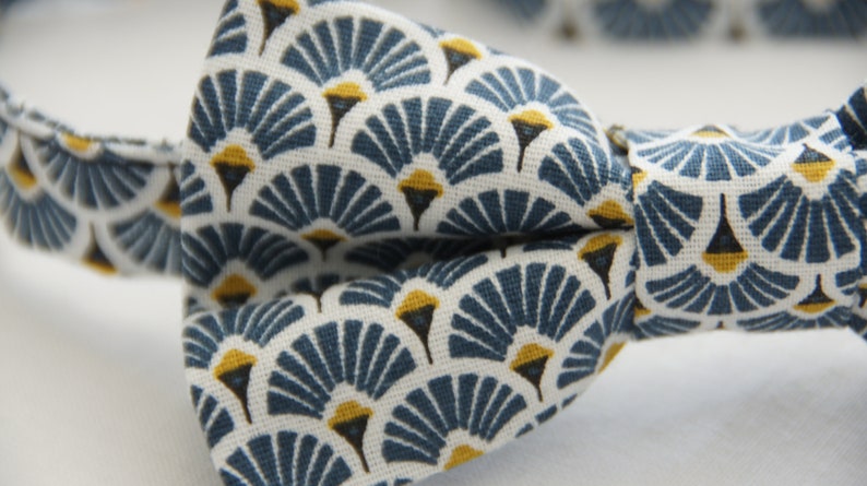 Noeud papillon motifs bleu/jaune image 2