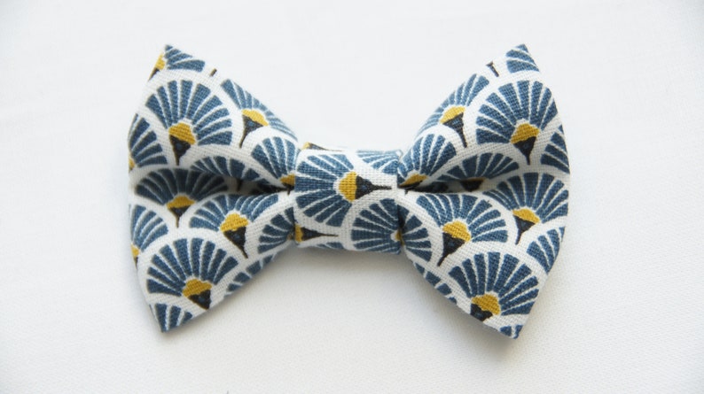 Hair bow pattern blue/yellow image 1