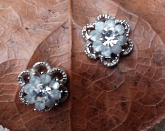 Crystal Rhinestone Flower Stud Earrings: Bridal Wedding Jewelry