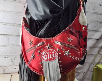 Hobo Bag Elvis Purses Wholesale Leather Red Elvis Bag/ King Of