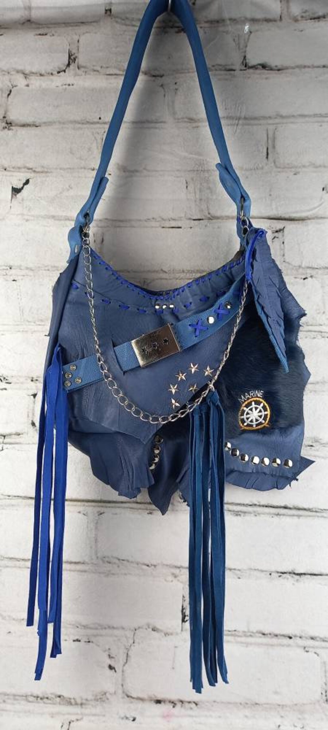 Borsa blu Punk/ borsa Rockabilly/ accessori donna/ timbro marino