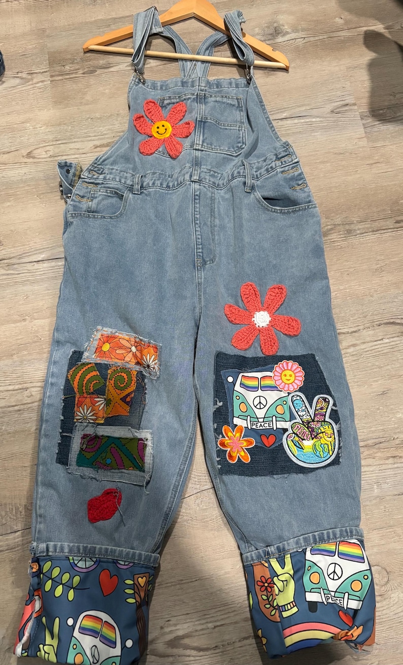 POL Touch Of Flowers Crochet Patch Overalls main image 0
