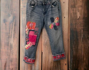 Upcycled Jeans Size 32” waist length 20”