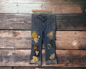 Upcycled cropped jeans