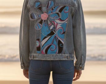 Upcycled Jeans Jacke Gr M