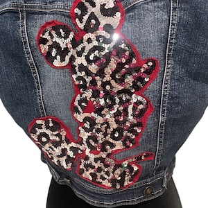 Upcycled Jeans Weste mit Micky Maus Größe M