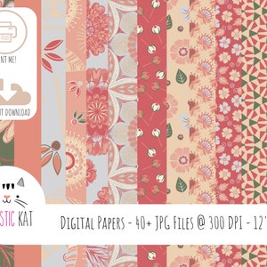 Digital Paper, Printable Paper, Goodnotes Paper|| Coral Pink Paper, green paper, digital scrapbooking , digital note paper