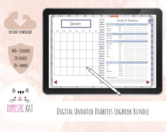 Diabetes Tracker, Digital Planner, Undated Planner || Diabetes,  Notability Planner, Goodnotes Planner, Diabetic, Instant Download