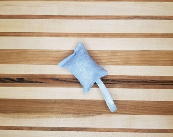 Sky Blue Catnip Cat Toy with Ribbon