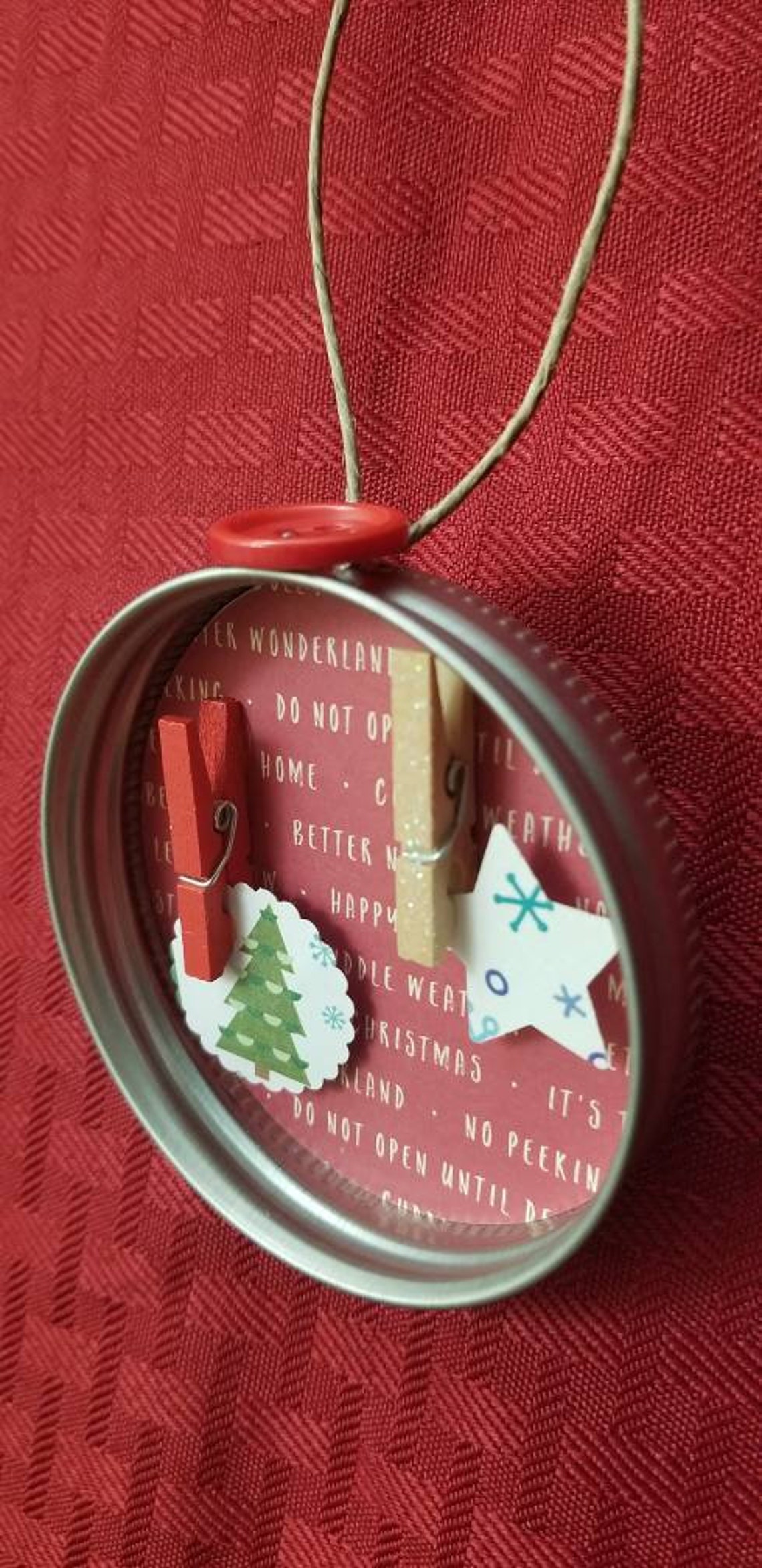 Mason Jar Lid Holiday Ornament With Christmas Tree and Etsy