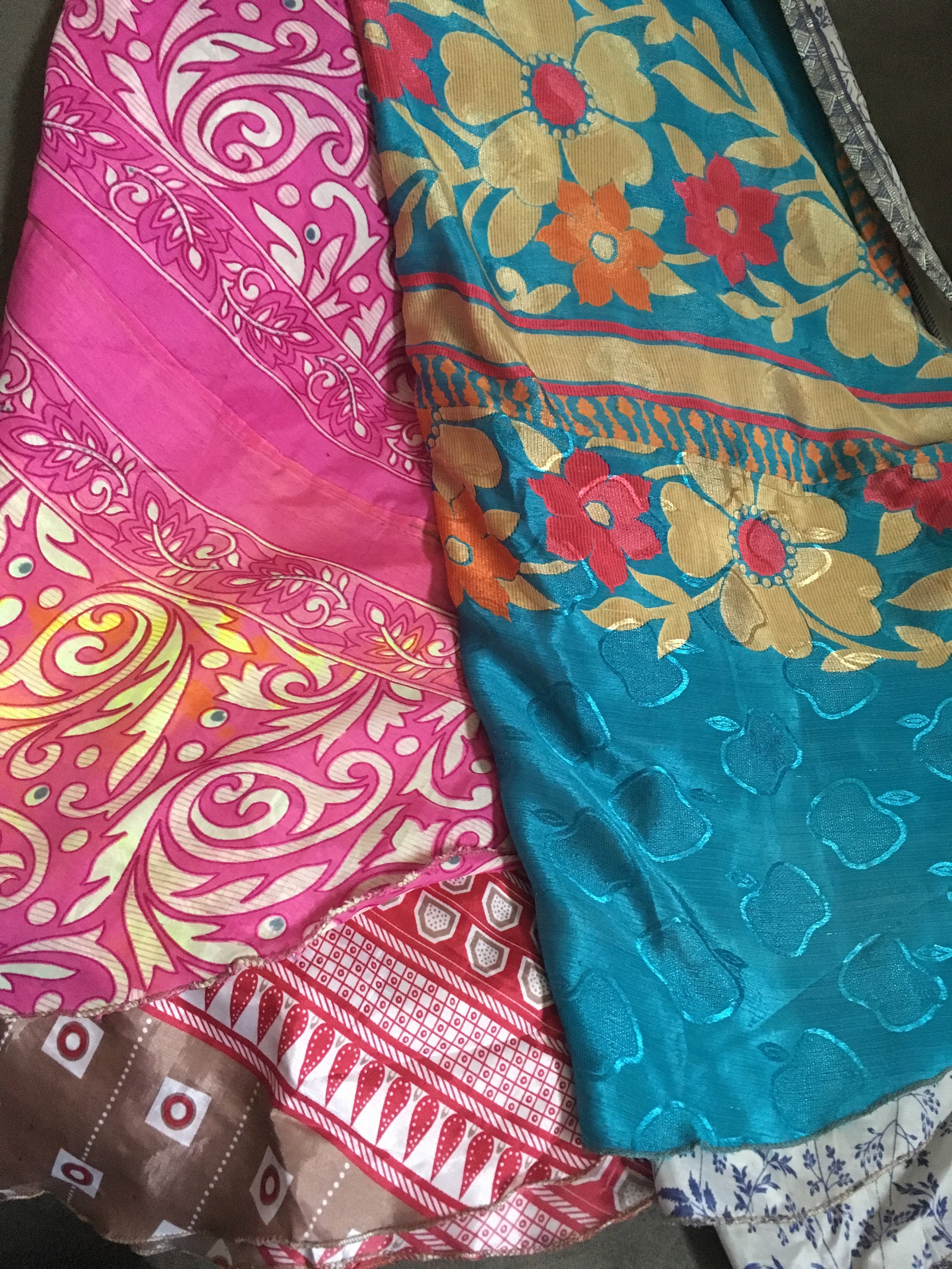 Long Sari Silk Wrap Skirt Sz 22-26 | Etsy