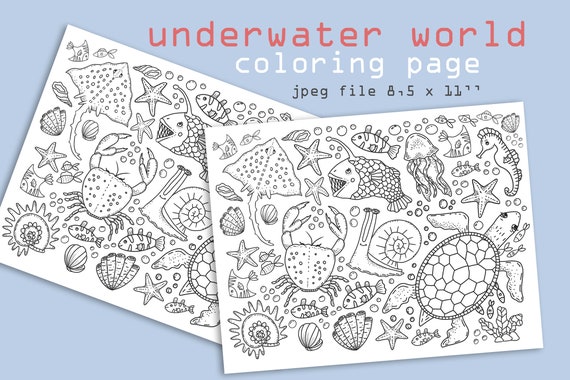 Under The Sea Downloadable Coloring Pages Printable Black and