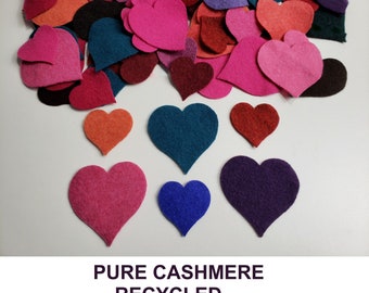 100% pur cachemire 6X coeur 2'' 3'' patchs appliqués à coudre sur une broche DIY