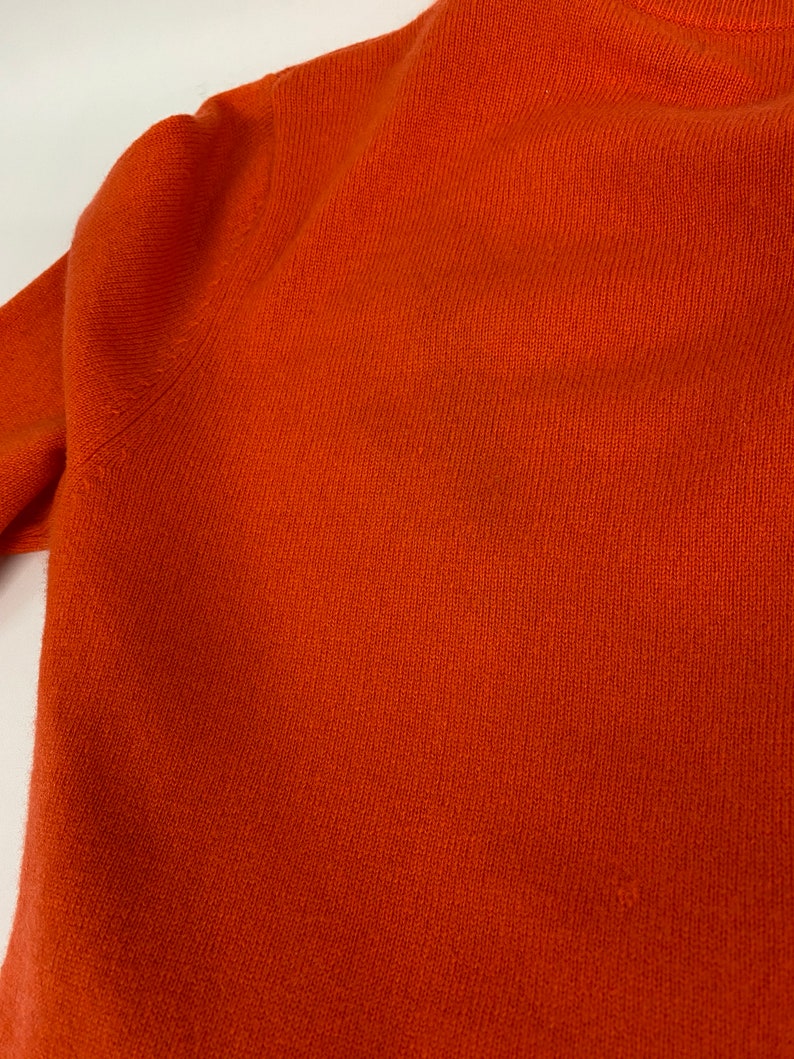 Pure 100% Cashmere Handmade crochet Jumper M Orange image 8
