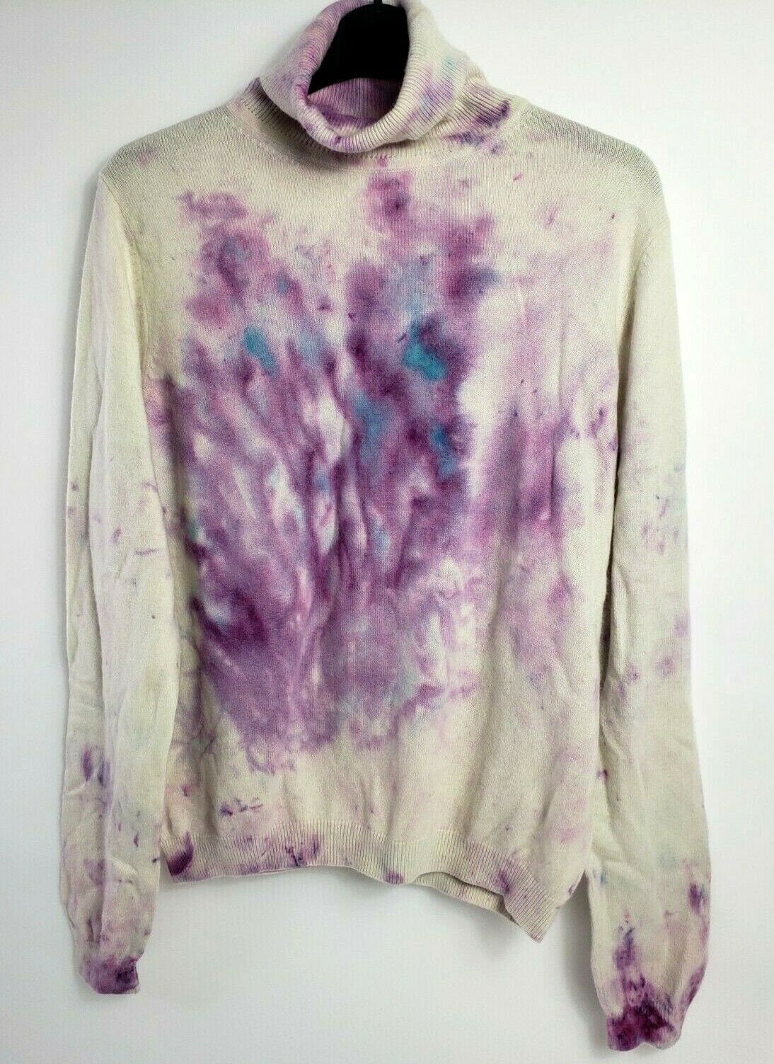 Hand Tie Dye Jumper Sweater 100% Cashmere M/L Pink Blue White - Etsy UK