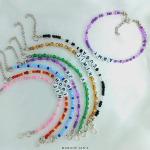 BTS Inspired Beaded Chain Bracelet - Kpop Fan Jewelry, ARMY Bracelet, Bangtan Boys Inspired Gift, Korean Pop Fashion Bracelet