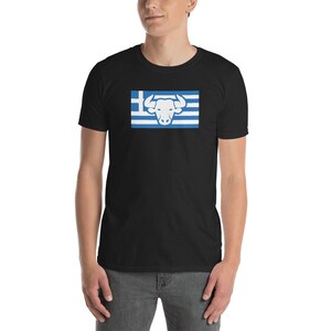 Minotaur T-Shirt (Unisex) / Ancient Greek Mythology Shirt - &quot;Greece Flag&quot;