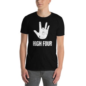 UNISEX Missing Finger T-Shirt / Gift For Finger Amputee - &quot;High Four&quot;