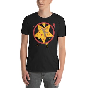 Pizza Pentagram T-Shirt / Funny Occult Satanism Tee Shirt Gift / Satanist, Satan, Wicca, & Sigil Of Baphomet (Unisex)
