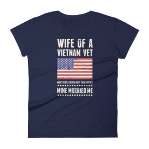 Vietnam Veteran T-Shirt / Vietnam War Vet Tee Shirt Gift Idea for Wife of Vietnam Vet - &quot;American Flag&quot;