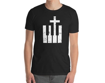 Keyboard And Cross Musician Christian Band T-Shirt (Unisex)