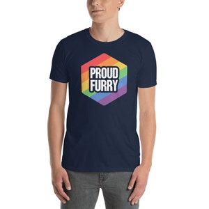 Proud Furry T-Shirt / Retro Gay Pride Furry Fandom Tee Shirt Gift Idea / Fursuit & Furry Convention Accessories image 1