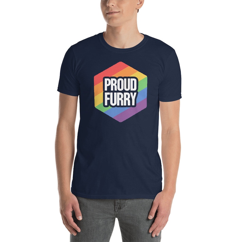 Proud Furry T-Shirt / Retro Gay Pride Furry Fandom Tee Shirt Gift Idea / Fursuit & Furry Convention Accessories image 1