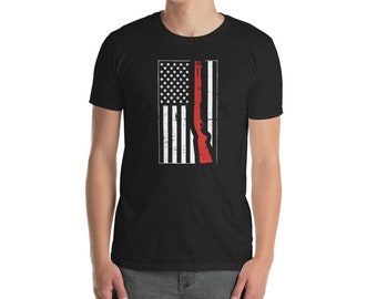 American Flag & Shotgun Skeet Shooting Camiseta (Unisex)
