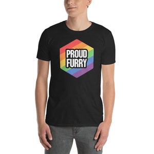 Proud Furry T-Shirt / Retro Gay Pride Furry Fandom Tee Shirt Gift Idea / Fursuit & Furry Convention Accessories image 2