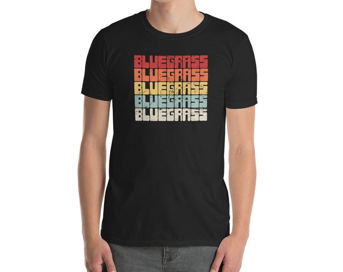 Distressed Bluegrass T-Shirt / Bluegrass Music - Guitar, Banjo, Fiddle / Appalachia Bluegrass Musician Gift (Unisex)