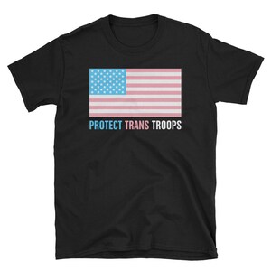 Transgender Pride T-Shirt / Trans Pride, Trans Troops, Transgender Flag Tee Shirt Gift (Unisex) - USA Flag