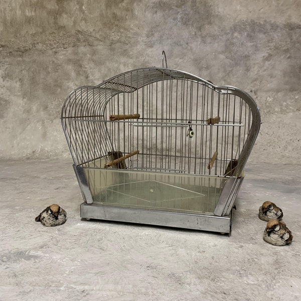 Cage à oiseaux suspendue en métal vintage, décoration de jardin, cage à oiseaux décorative.