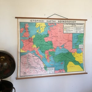 Mapa escolar histórico, mapa griego antiguo, gráfico de Europa, gráfico histórico, mapa de la Primera Guerra Mundial, mapa del aula, tapiz de pared.