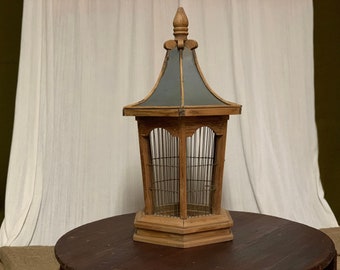 Handmade Wooden Birdcage, Wooden Bird Cage, Birdhouse, Plant Holder, Cage Decor, Rustic Cage, Decorative Hanging Wooden Bird Cage.