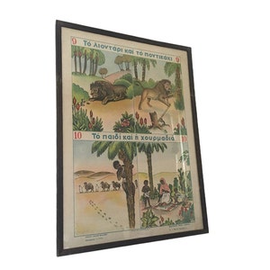 Framed fairy tail, Vintage Fairy tail, fairy tale, Aisop&#39;s myth, Aisop&#39;s story, Fairy tail Nursery Gift, Childrens Home decoration