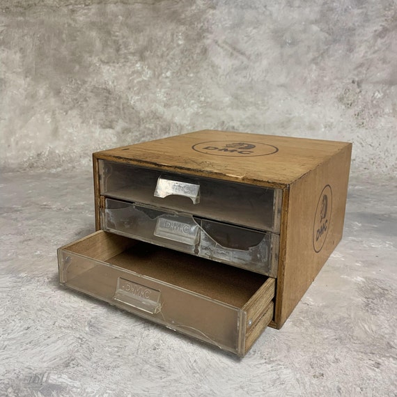 Vintage DMC Wooden Sewing Box: French Haberdashery Storage