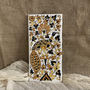 Peacock handmade Greek Ceramic Tile Ceramic Art Tile Hand made tile Fine art ceramics Greek Ceramic Tile Handmade By Nassos Paradissi Rodos