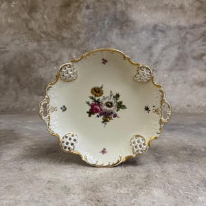 Rosenthal Moliere Bowl: Vintage Gold Floral Reticulated Plate, German Decor