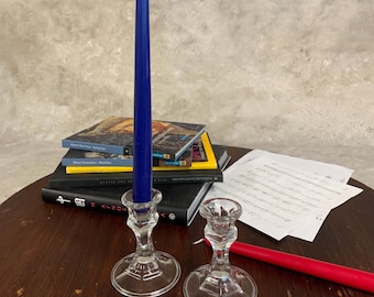 Vintage Glass Candlestick Set, Antique Small Candle Holders for Home Decor & Collectors Gift