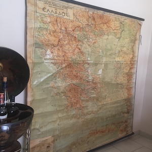 Vintage Karte von Griechenland, XLarge Karte von Griechenland, Geographie Schulkarte, Vintage Karte, Rollkarte, Klassenzimmer Karte, Politische Karte von Griechenland