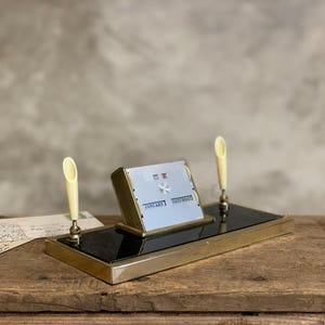 Desk Calendar with Pen Holder Perpetual Calendar 1950s Office Supply Vintage Desk Calendar