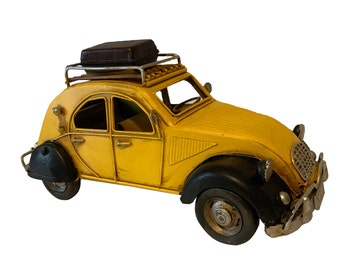 Retro Yellow Metal Citroen 2CV Replica Car  Vintage MIniature Car • Modern Farmhouse Decoration  • Best Gift for Him