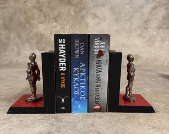 Vintage Art Deco Knight Bookends: Regal Resin Figurines, 1980s