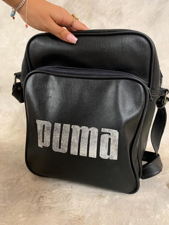 バッグ 90s Vintage Puma Leather Boston Bag Puma Boston Bag Bicolor Leather Red & Blue H9.8x15.3x6in Used